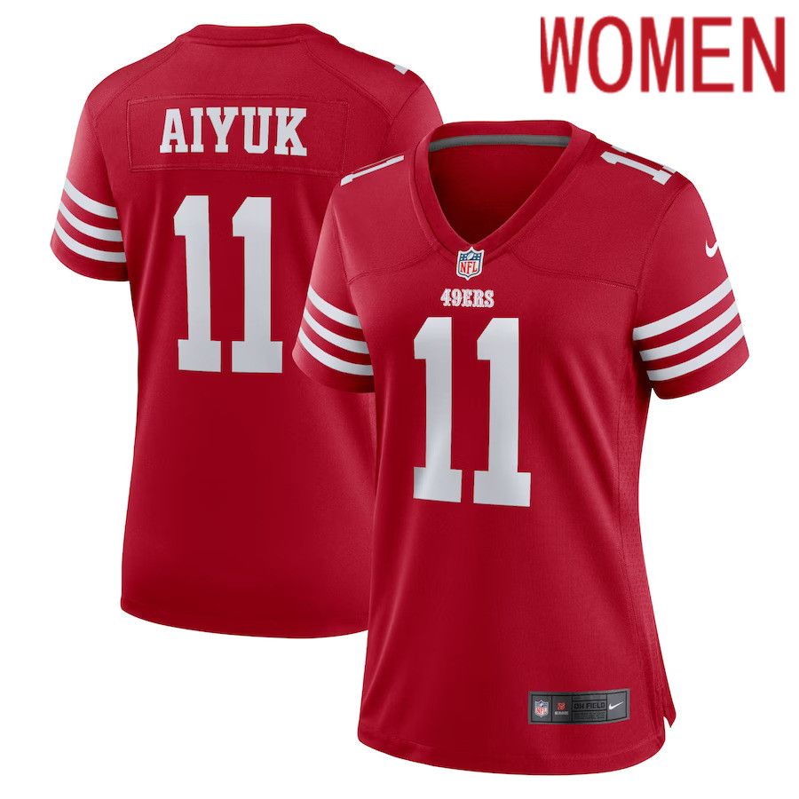 Women San Francisco 49ers 11 Brandon Aiyuk Nike Scarlet Game Player NFL Jersey